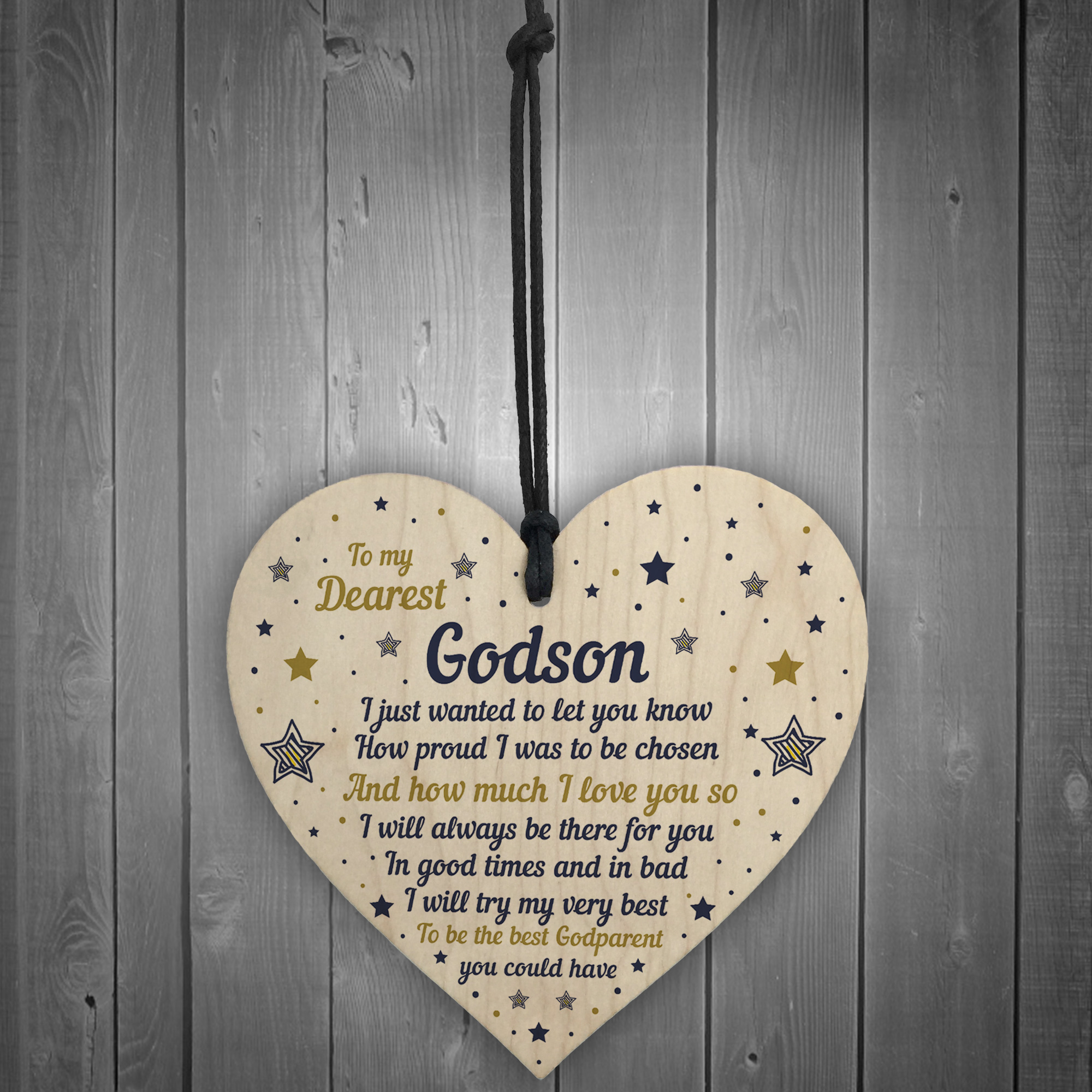 Handmade Godson Gift Wooden Heart Goddaughter Birthday Gift From ...