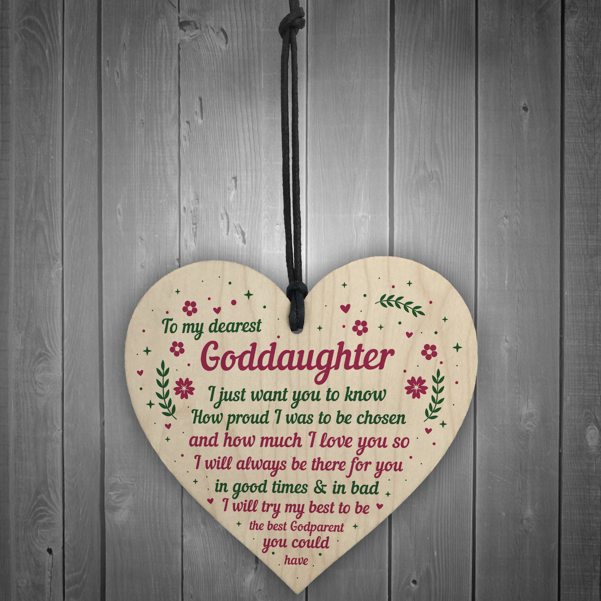 Handmade Goddaughter Gift Wooden Heart Goddaughter Birthday Gift From Godparent Ebay
