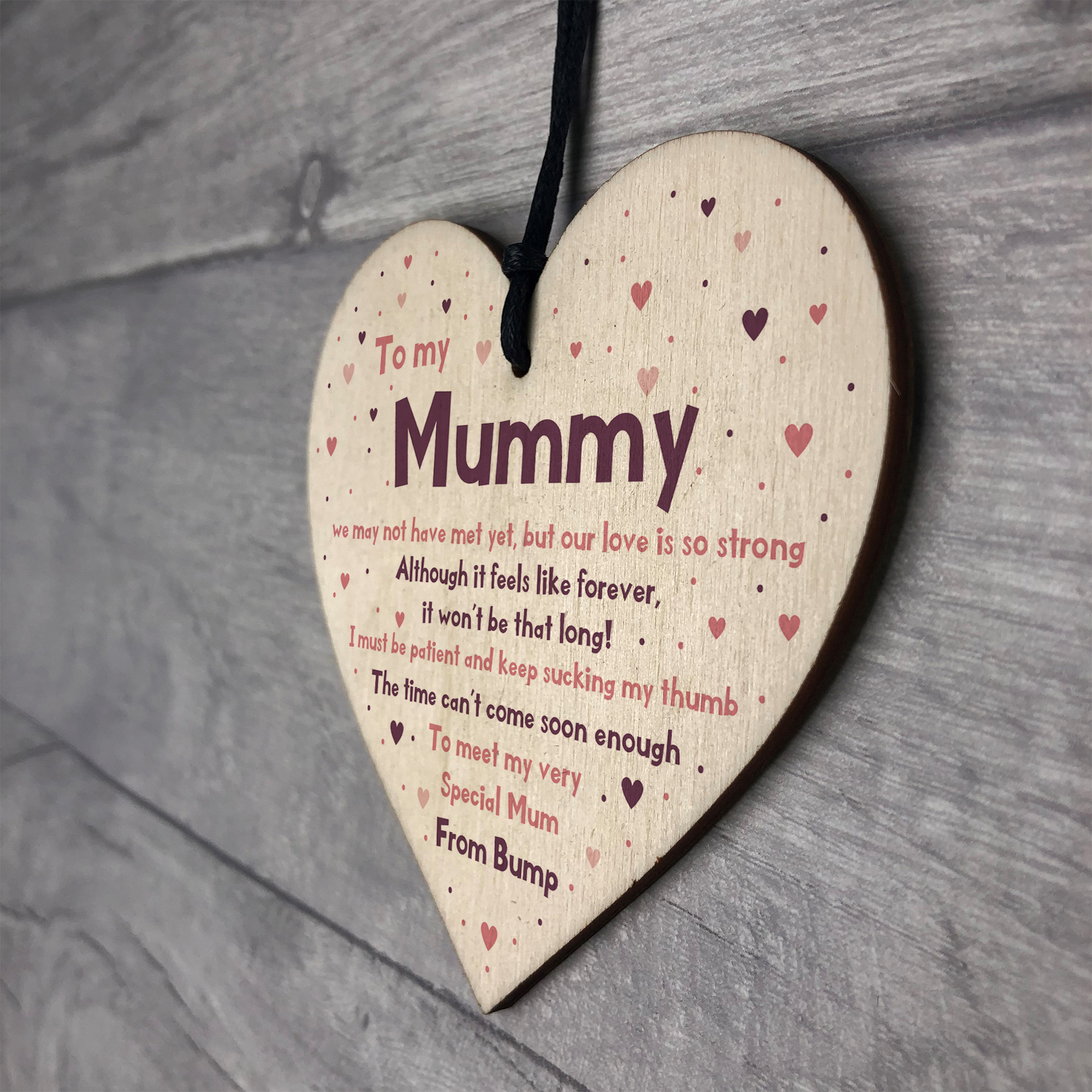 Mummy To Be Gifts From Bump Wooden Heart New Baby Gift Mothers Day Gift ...