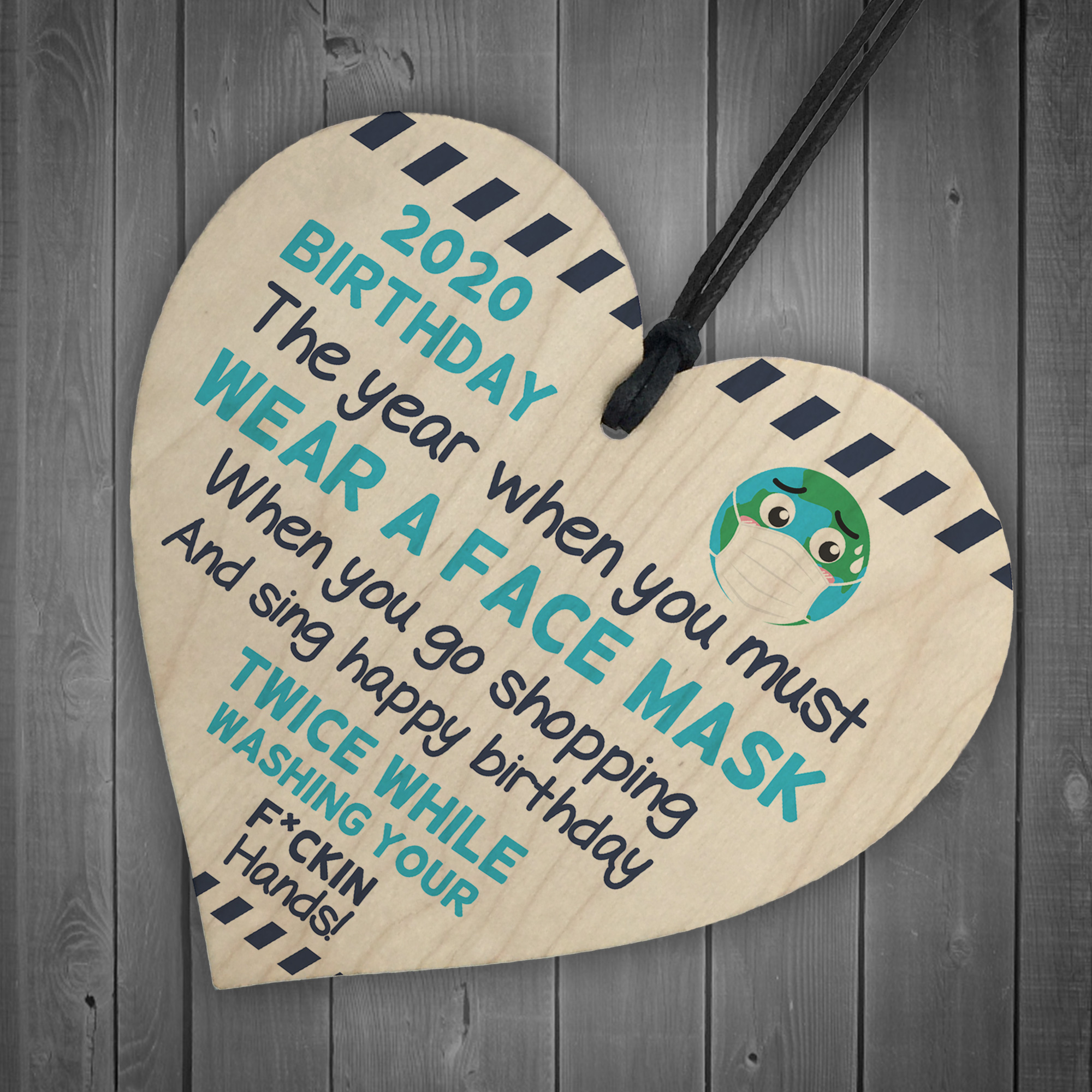 Funny Post Lockdown Birthday Gift Novelty Wooden Heart