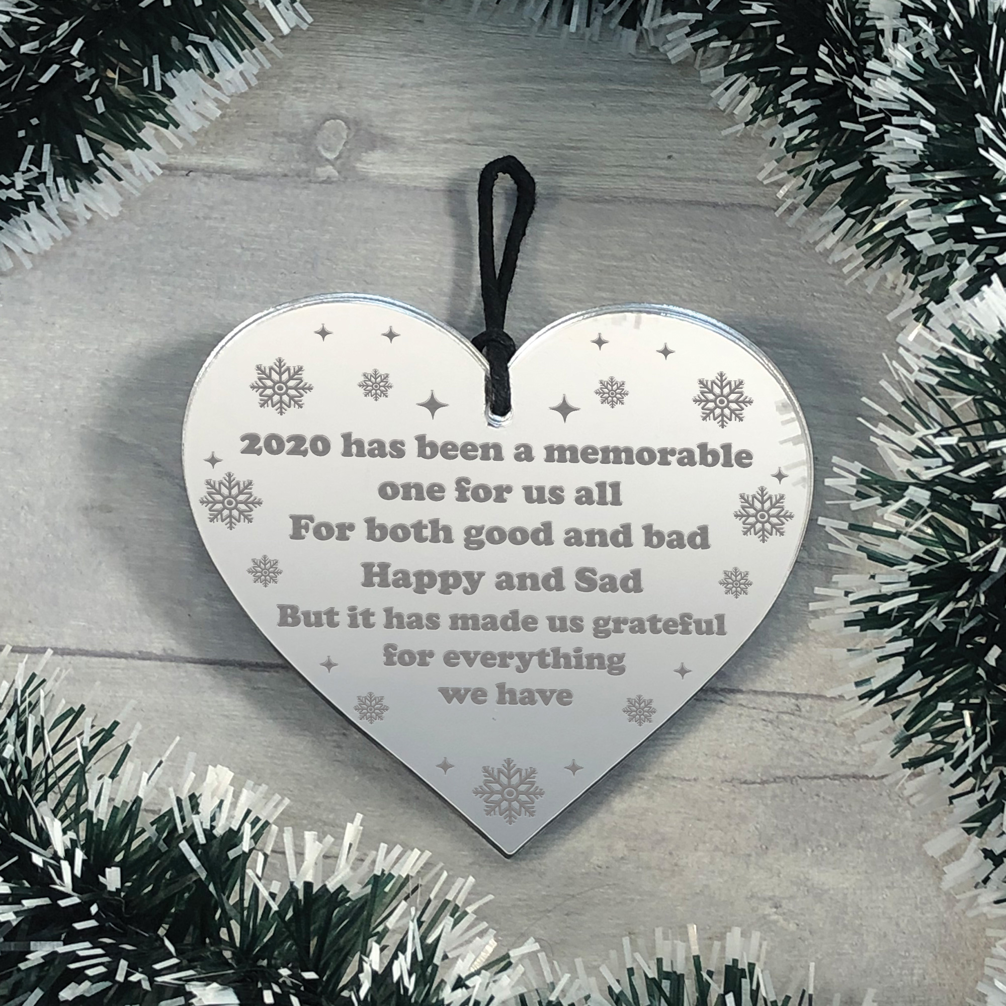 Lockdown Poem Gift Christmas Tree Decoration Engraved Heart Family