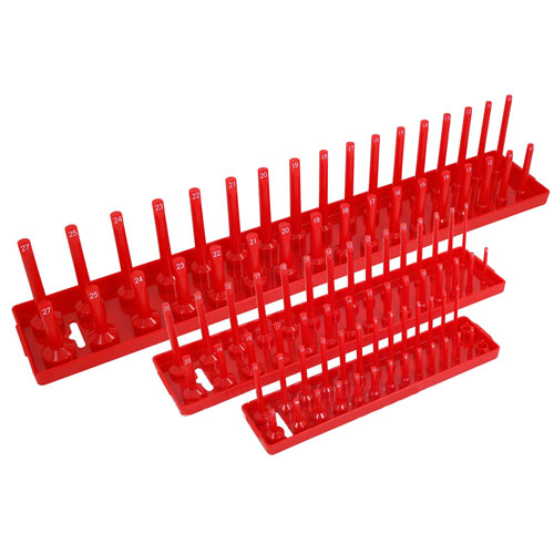 3pc Storage Socket Stand Rail Tray Set Holds 90 Sockets 1/4 3/8 1/2 ...