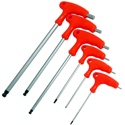 6pc T-Handle Long Reach Ball Ended Hex Key Set H2- H8mm Allen ...